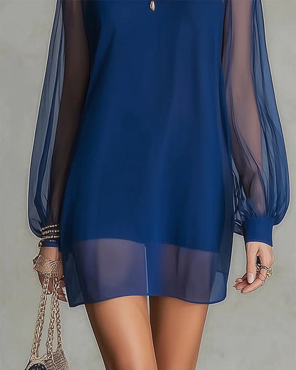 Long-Sleeved Pearl-Embellished Dress