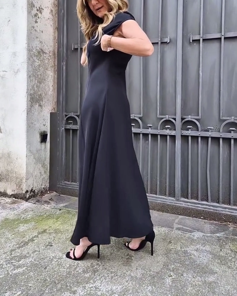 Abito elegante a tinta unita con spacco a maniche corte