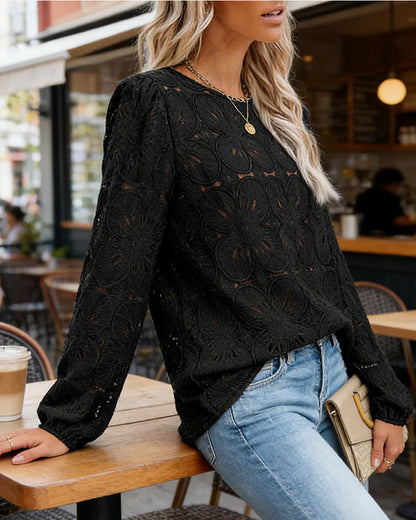 Women's Elegant Crew Neck Hollow