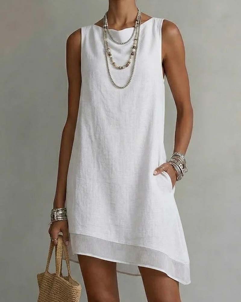 Irregular Hem Sleeveless Sheath Dress