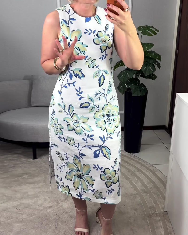 Sleeveless Floral Straight Dress