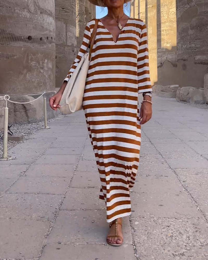 V-neck striped casual dress 2023 f/w 202466 casual dresses spring