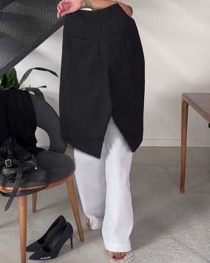 Pantalon décontracté asymétrique simple de couleur unie