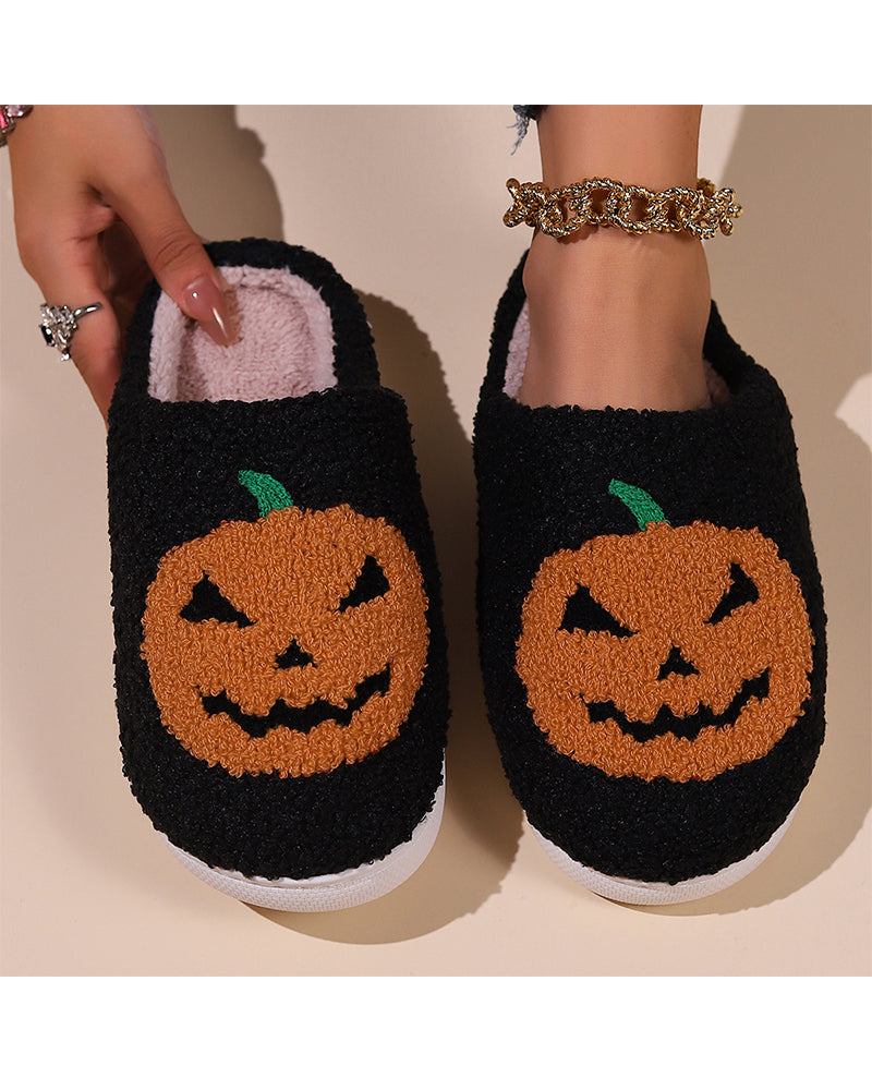 Home printed plush warm slippers 2024 f/w christmas halloween slippers