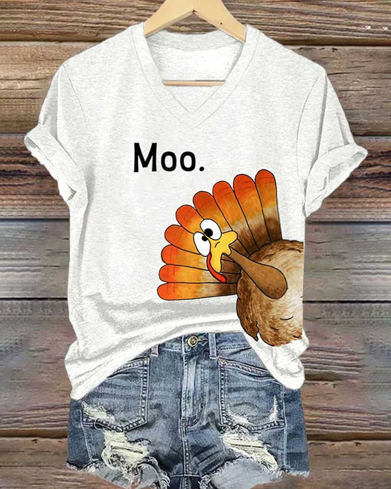 Women'S Thanksgiving Turkey Print T-Shirt 2024 f/w spring t-shirts thanksgiving