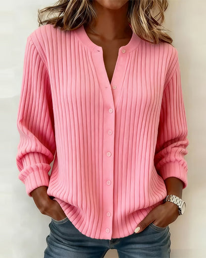 Round Neck Solid Color Long Sleeve Jumper
