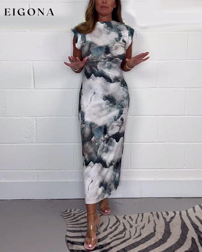 Tie-dye printed sleeveless elegant long dress casual dresses Summer