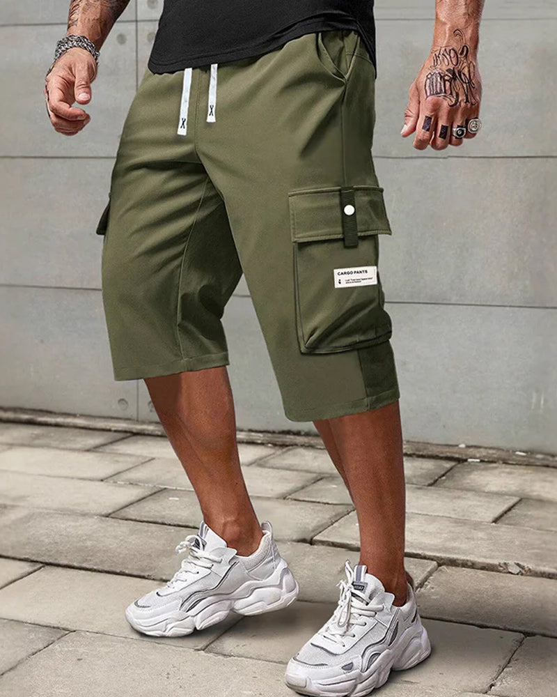 Men's Casual Drawstring Capri Cargo Pants