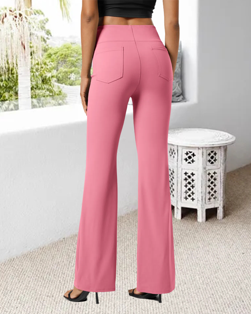 Tight Sports Solid Color Flared Pants