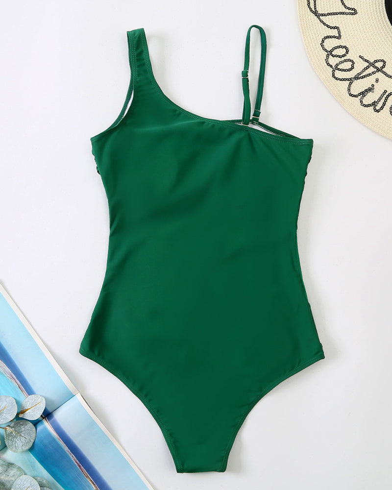 Sexy Spliced Off-Shoulder One-Piece Swimsuit one-piece spring summer