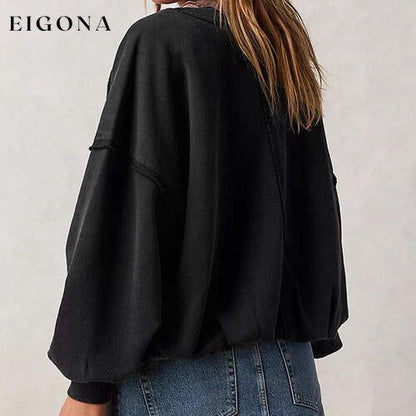 Exposed Seam Dropped Shoulder Oversized Fashion Sweatshirt clothes D&C Ship From Overseas sweater sweaters Sweatshirt