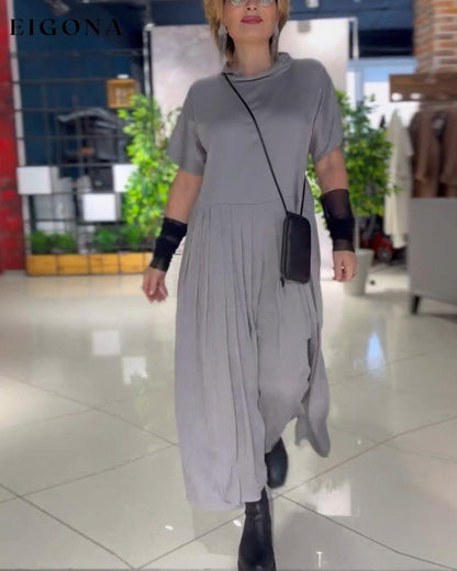 Short sleeve solid color casual dress Gray 2023 f/w 23BF casual dresses Clothes Dresses spring summer