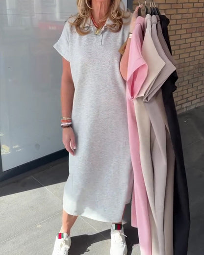 Polo Collar Casual T-Shirt Dress