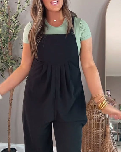 Simple solid color casual overalls 202466 jumpsuits & rompers spring summer