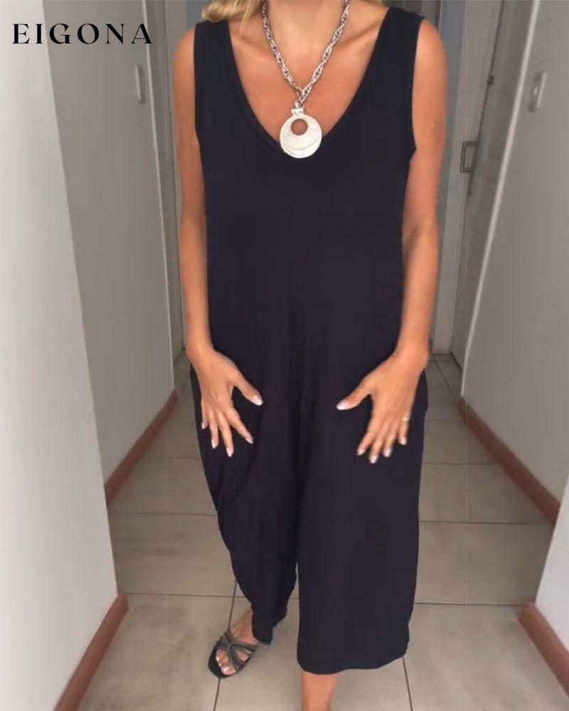 Solid color pocket sleeveless jumpsuit jumpsuits jumpsuits & rompers spring summer