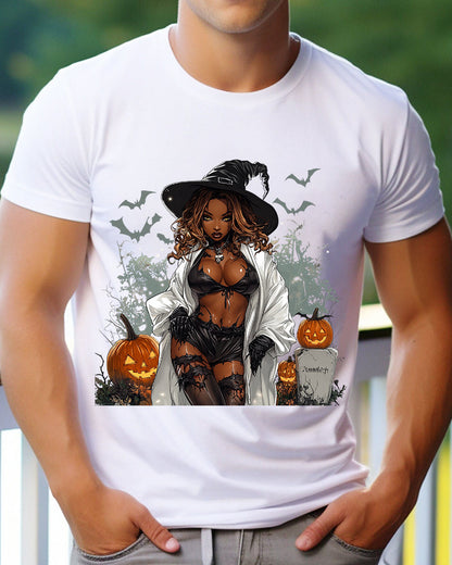 Men's Halloween witch print short-sleeved T-shirt 2024 f/w halloween spring summer t-shirts