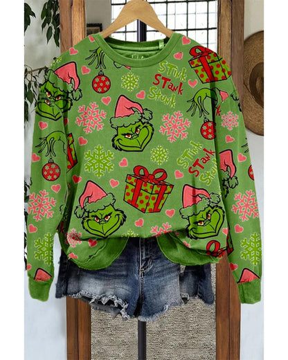 Casual grinch contrast printed sweatshirt 2024 f/w christmas spring sweatshirts