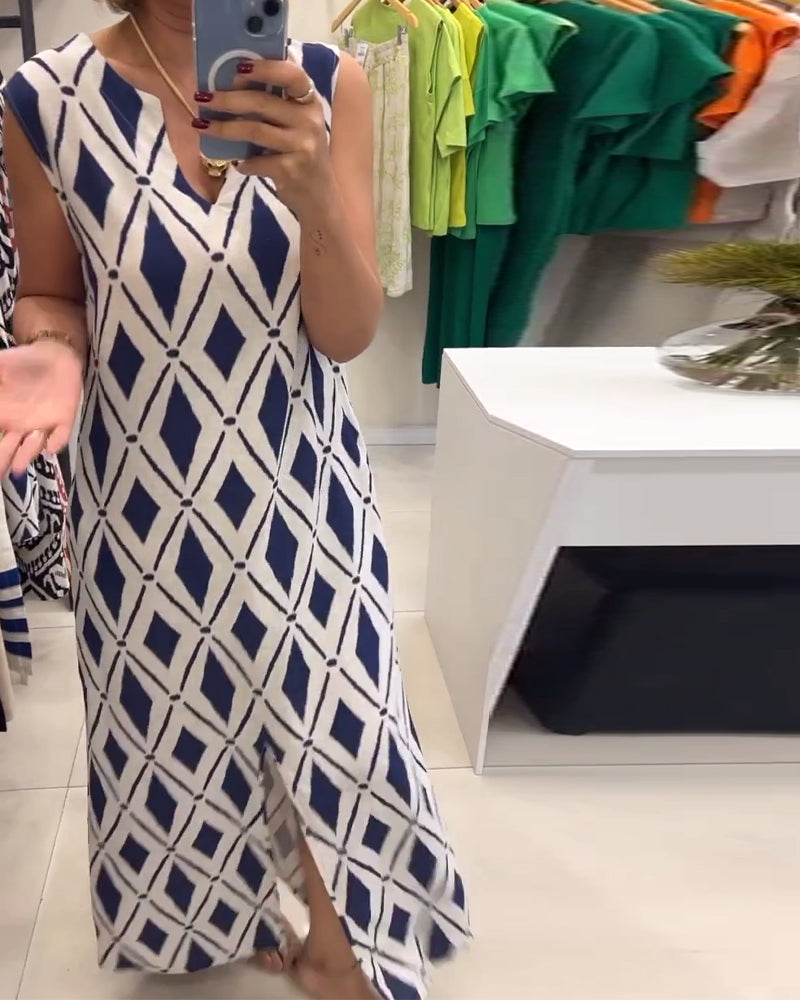 Sleeveless Diamond Slit Dress