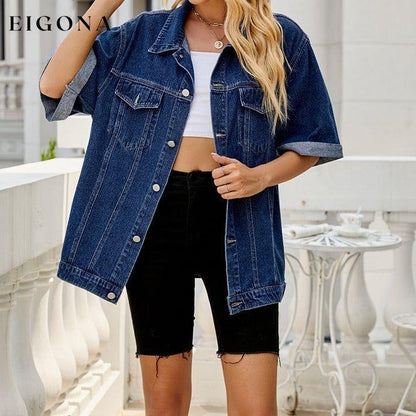 Half Sleeve Denim Jacket Navy clothes M.F Ship From Overseas Shipping Delay 09/29/2023 - 10/02/2023 trend