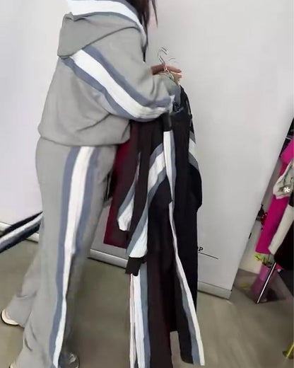 Casual Color-Block Sweatshirt Two-Piece Set