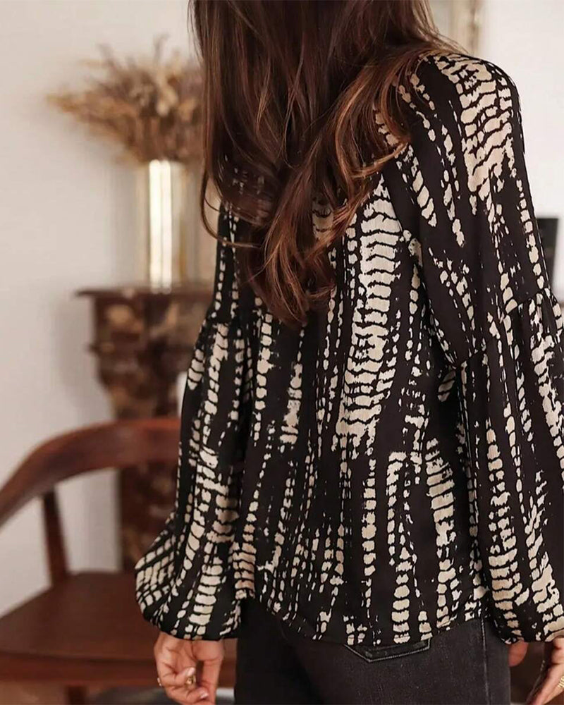 Vintage Fake Tie-Dye Print Blouse