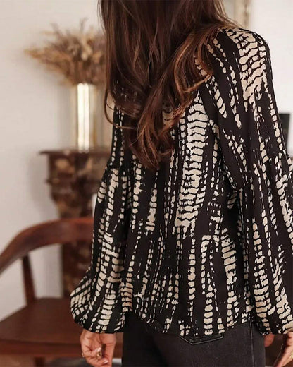 Vintage Fake Tie-Dye Print Blouse