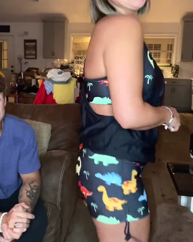 Dinosaur Print Two-Piece Swimsuit