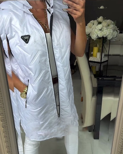 Hooded Padded Long Vest Jacket