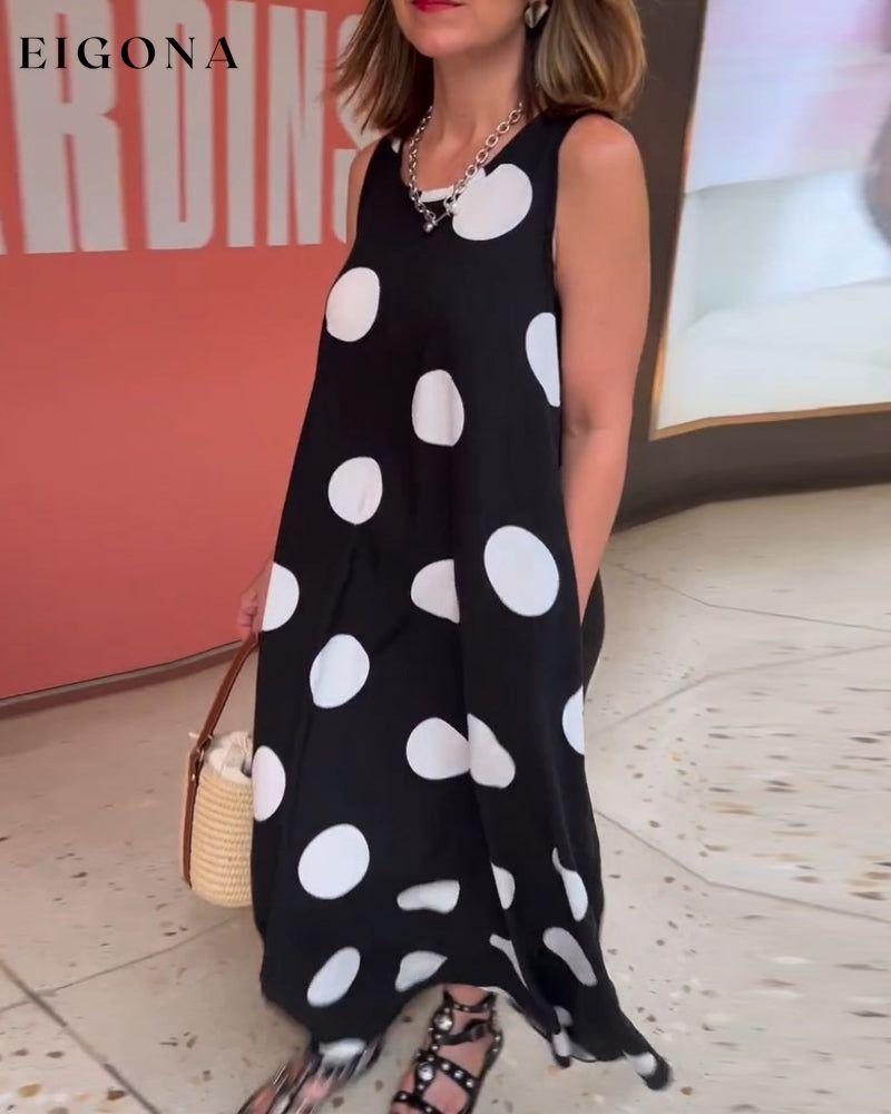 Sleeveless polka dot long dress casual dresses spring summer