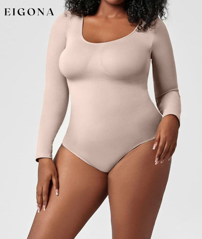 Long Sleeve Shaping Bodysuit Eggshell clothes R.T.S.C Ship From Overseas