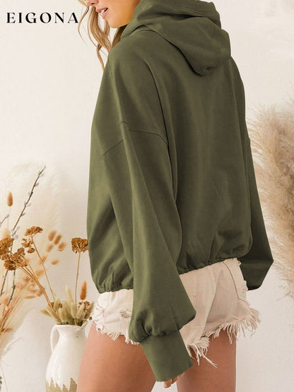 Zip-Up Dropped Shoulder Hoodie clothes hoodie long sleeve MDML Ship From Overseas Shipping Delay 09/29/2023 - 10/02/2023 sweater sweaters Sweatshirt trend