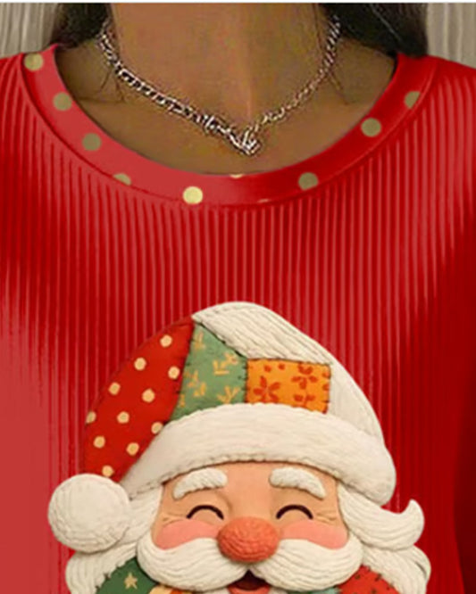 Striped Polka Dot Christmas Print Sweatshirt