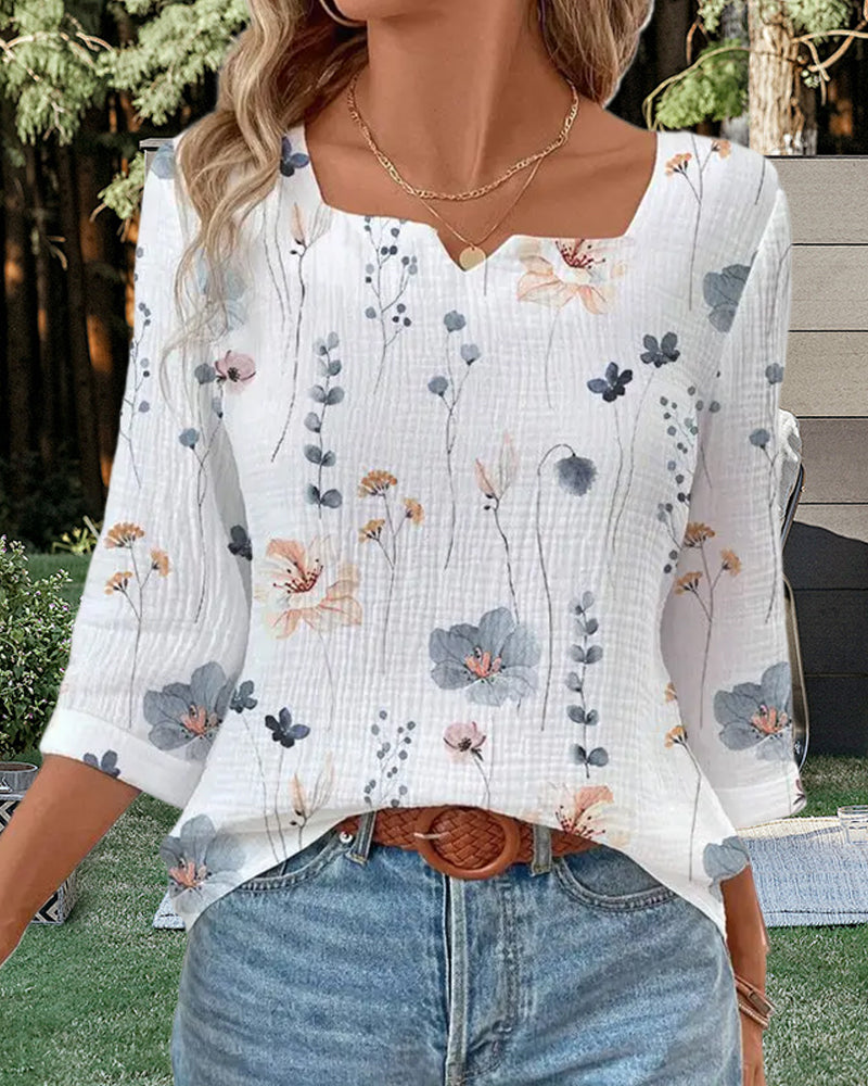 Fresh floral print top blouses & shirts spring summer