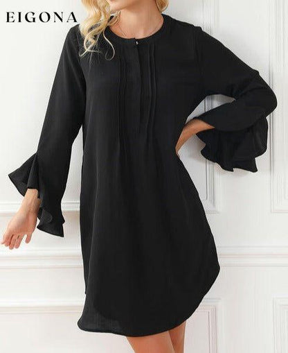 Round Neck Flare Sleeve Mini Dress clothes Ship From Overseas SYNZ