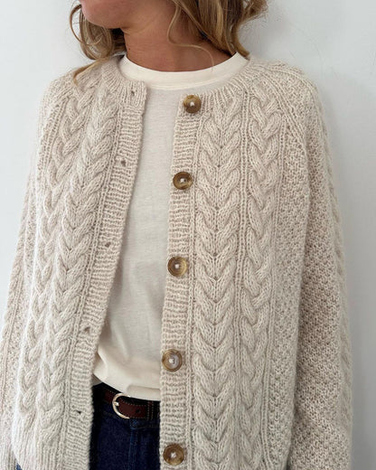 Casual solid color button long sleeve cardigan