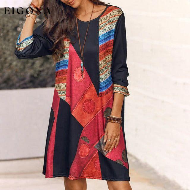 Vintage Bohemian Printed Dress best Best Sellings casual dresses clothes Plus Size Sale short dresses Topseller