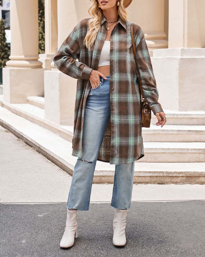 Lapel casual plaid coat 2024 f/w coats spring