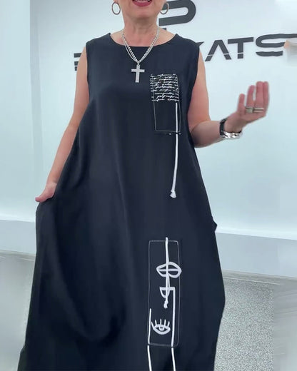 Sleeveless Oversized Letter Print Dress