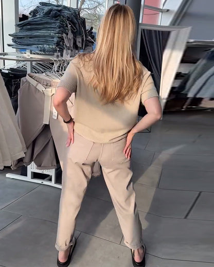 Solid Color Casual Straight Pants