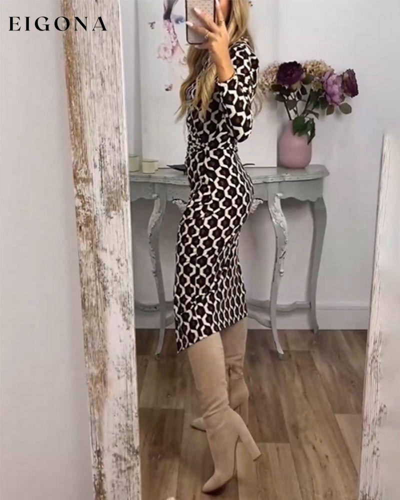 Fish scale print slit dress 2023 f/w casual dresses Clothes discount Dresses spring