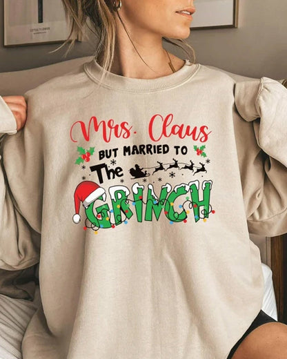 Mrs. Claus But Married To The Grinch round neck sweatshirt 2024 f/w christmas Grinch sweatshirts