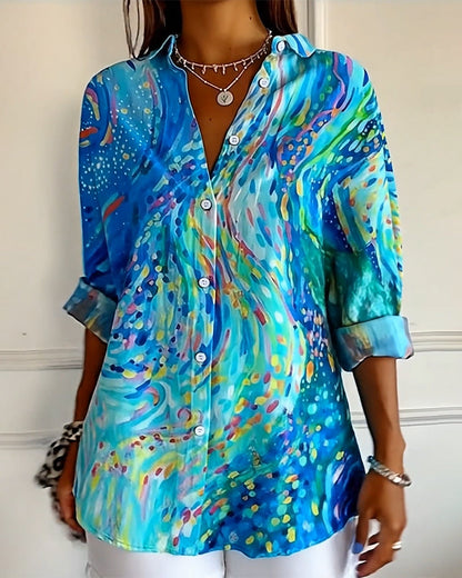 Gradient Button-Down Printed Shirt