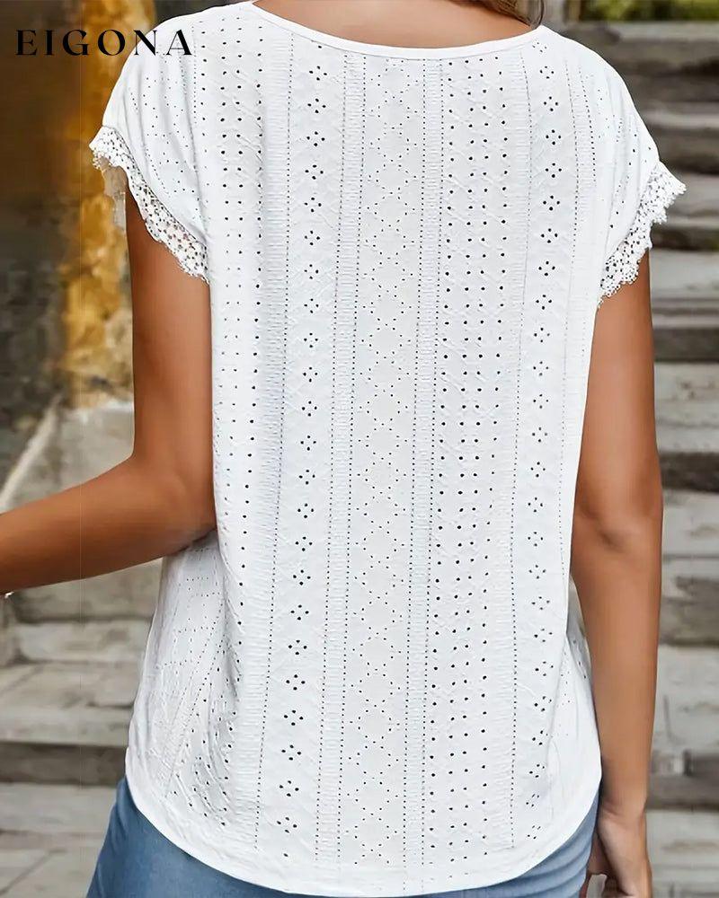 Lace Cutout Short Sleeve Blouses & Shirts spring summer