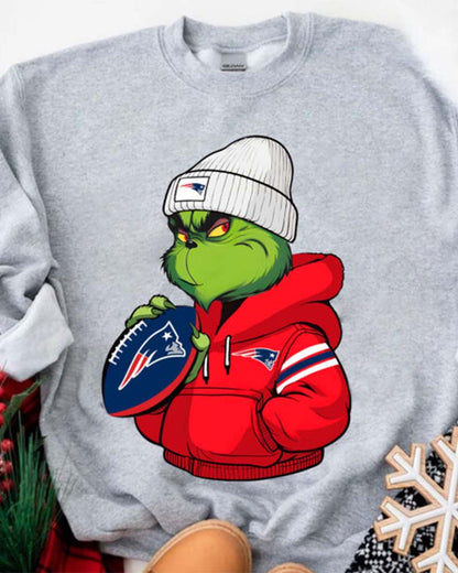 The Ginch Boy New England Patriots Drink Coffee Sweatshirt NFL 2024 f/w grinch nfl sweatshirts