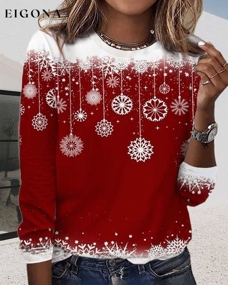 Snowflake print casual top 2023 f/w 23BF blouses & shirts christmas Clothes spring