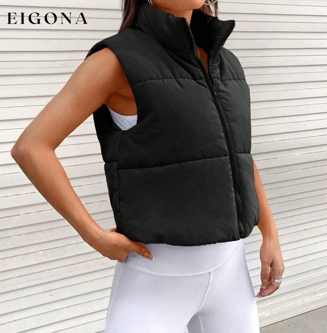 Zip-Up Puffer Vest clothes puff vest Q@M Ship From Overseas Shipping Delay 09/29/2023 - 10/03/2023 vest