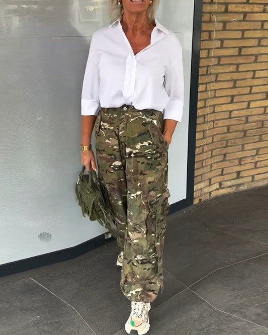 Camouflage overalls with pockets 2024 f/w pants