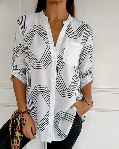 Sequined Patchwork Fashion Shirt