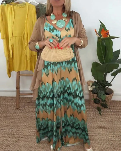 Fashion Suspender Dress And Sun Protection Coat Set