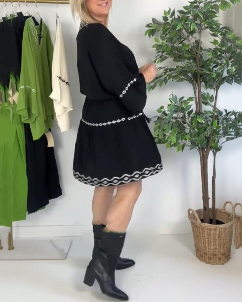 Bohemian Embroidered Skirt Set